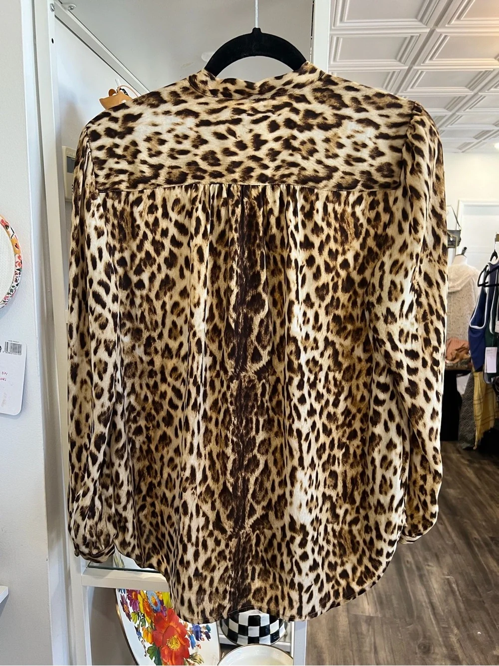 J. Crew Leopard Print Tie-Neck Blouse - Brown/Tan